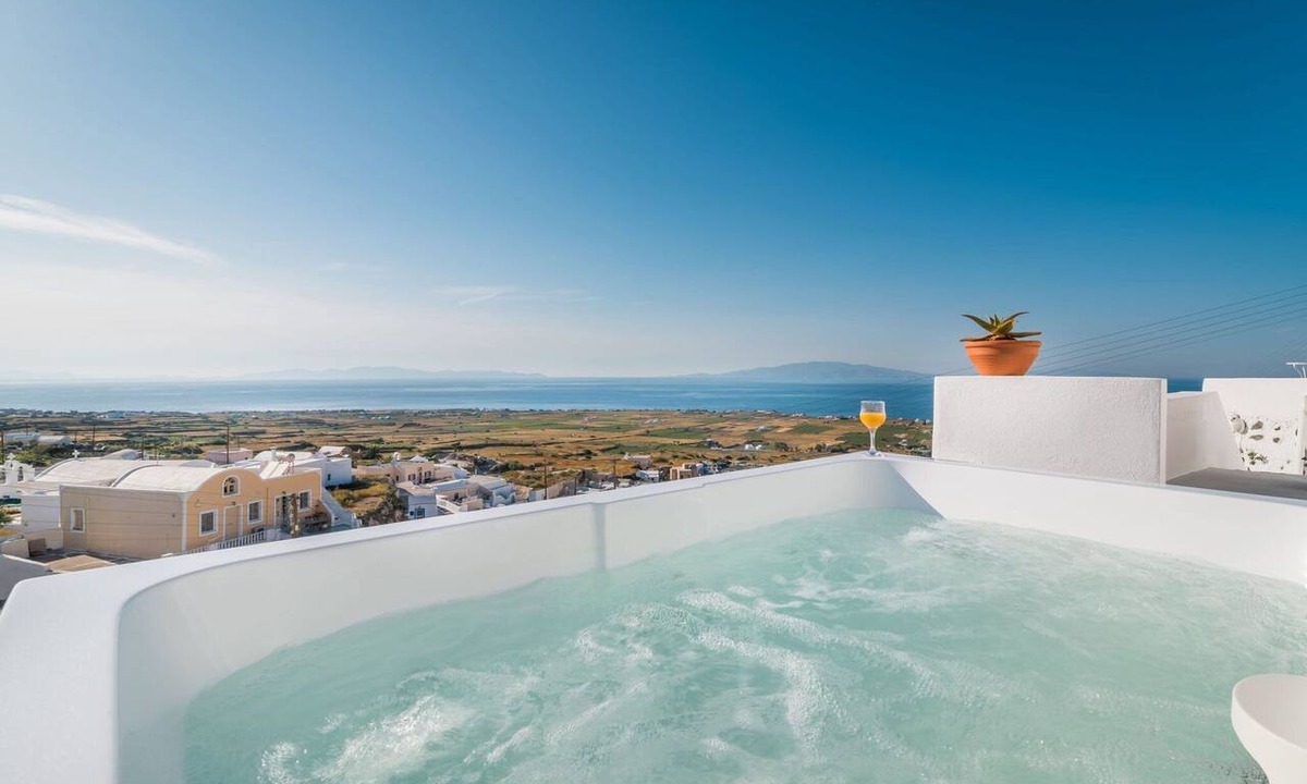 Finikia Villa | Superb Santorini Suites | Finikia Honeymoon Suite with Outdoor Private Jacuzzi