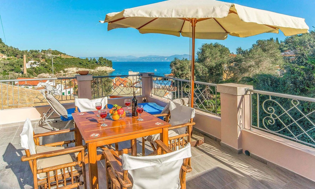 Longos Apartment | This recently renovated village house boasts magnificent views of the Ionian Sea.