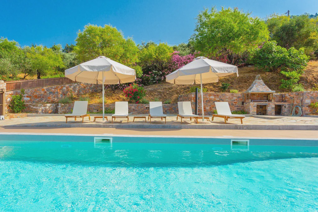 Xanthi Region Villa | Villa Diona: Large Private Pool, Walk to Beach, Sea Views, A/C, WiFi