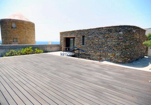 Unique stone villa with a swimming pool and sea view in Koundouros