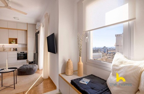 Athens City Centre Apartment | Acropolis Hillside Escape Fireplace & Sea Views