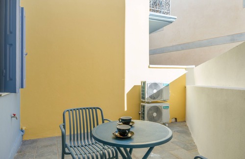 Symi Apartment | Double Room 5 with Private Terrace, Kitchenette, and Air Conditioning