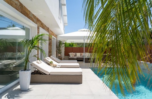 Nea Iraklia Villa | Halkidiki Luxury Villa Palm Oasis Private Pool & Hot Tub