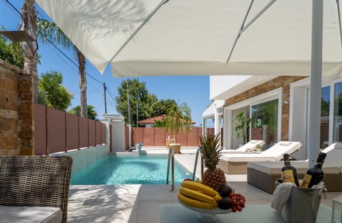 Nea Iraklia Villa | Halkidiki Luxury Villa Palm Oasis Private Pool & Hot Tub