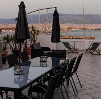 Mikrolimano Villa | Seaside Grey Pearl Villa Panoramic Marina View Piraeus Athens Riviera