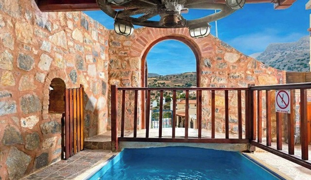 Elounda Monastiri Cretan sea view house with pool in Mavrikiano