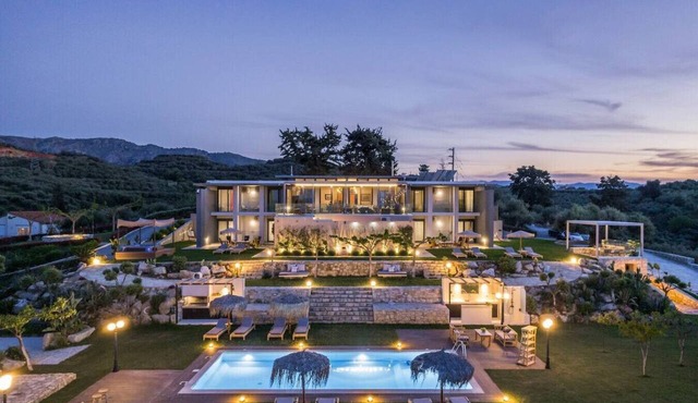 Luxury Villa Olivenest with Private Heated Pool, Hot Tub & Sauna in Chania