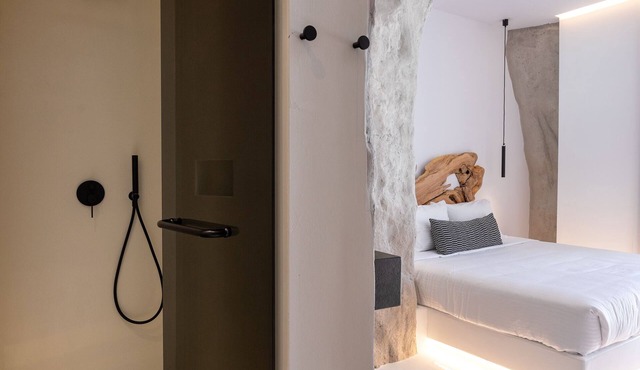 Mykonos Town Black Villa with Cave Heated Pool