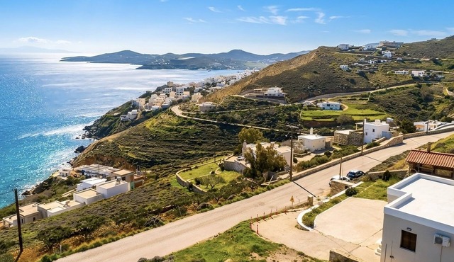 Panoramic Sea View Villa in Ermoupoli Modern 2BD with Outdoor BBQ & Terrace